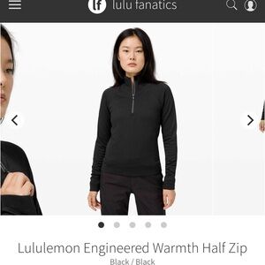 Lululemon Athletica Black Engineered Warmth Half Zip Size 10🖤🖤🖤